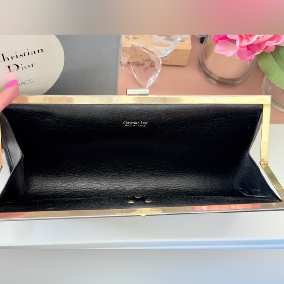 Vintage Dior Black Leather Clutch w Original Box - Picture 6 of 8